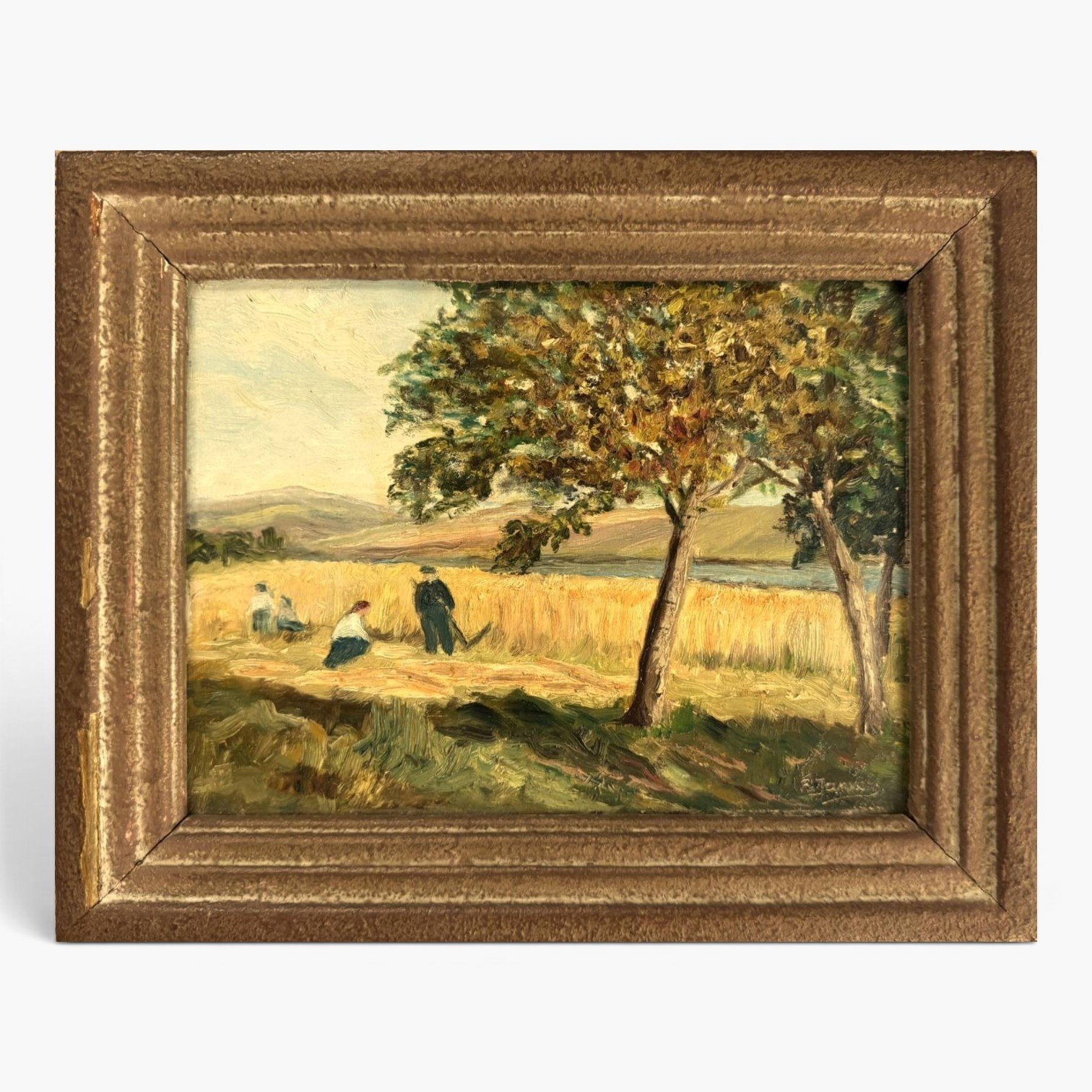 Vintage Oil Painting on Wood Panel, 1944 Signed & Dated